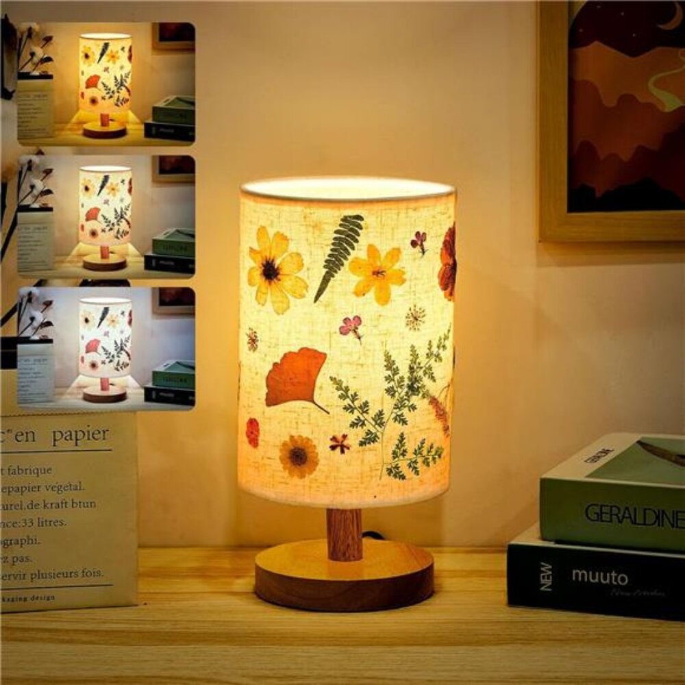 Pressed Floral Lamp Bedside Vintage Flower Desk Lamp for Bedroom Living
